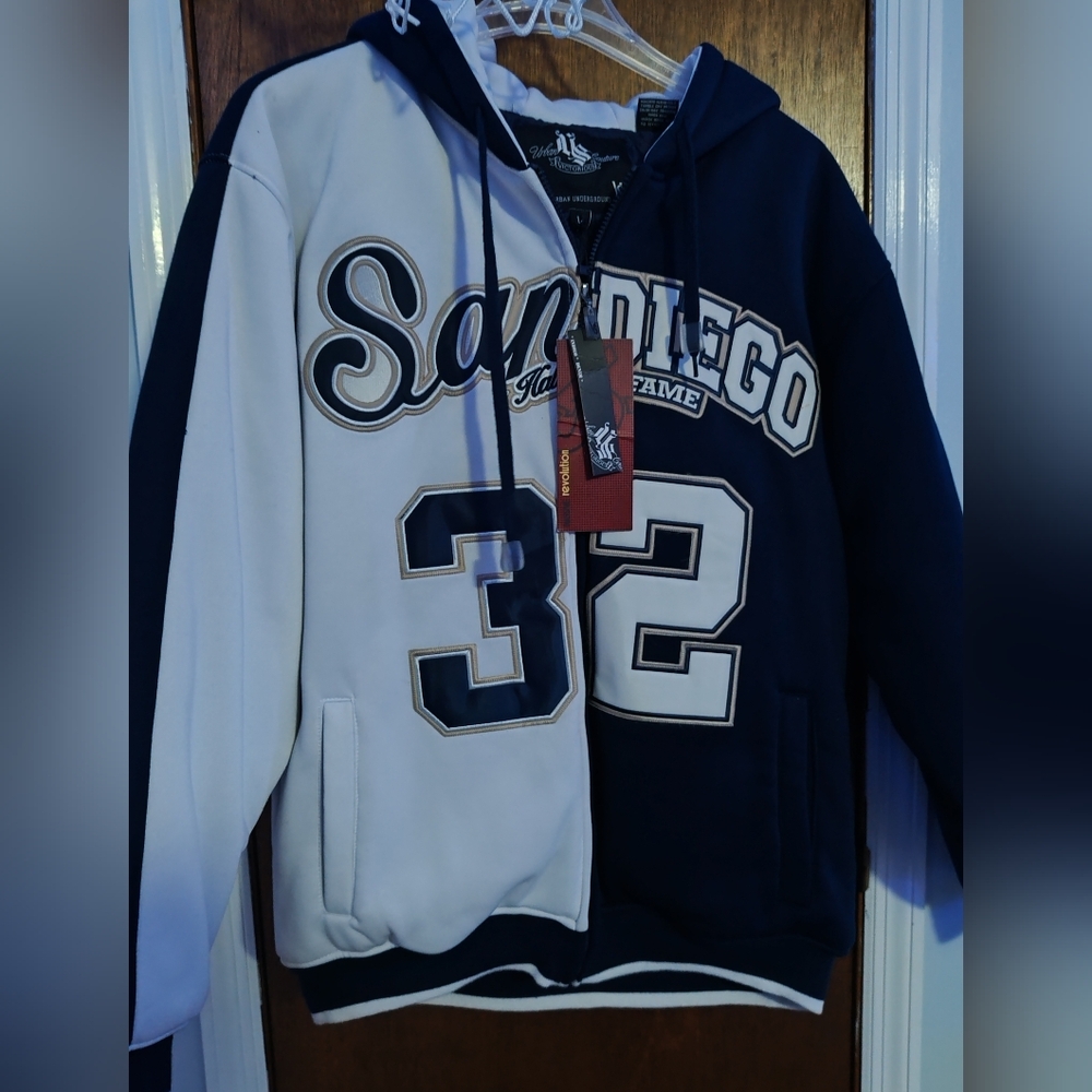 San Diego Navy and White Men's Hoodie NWT